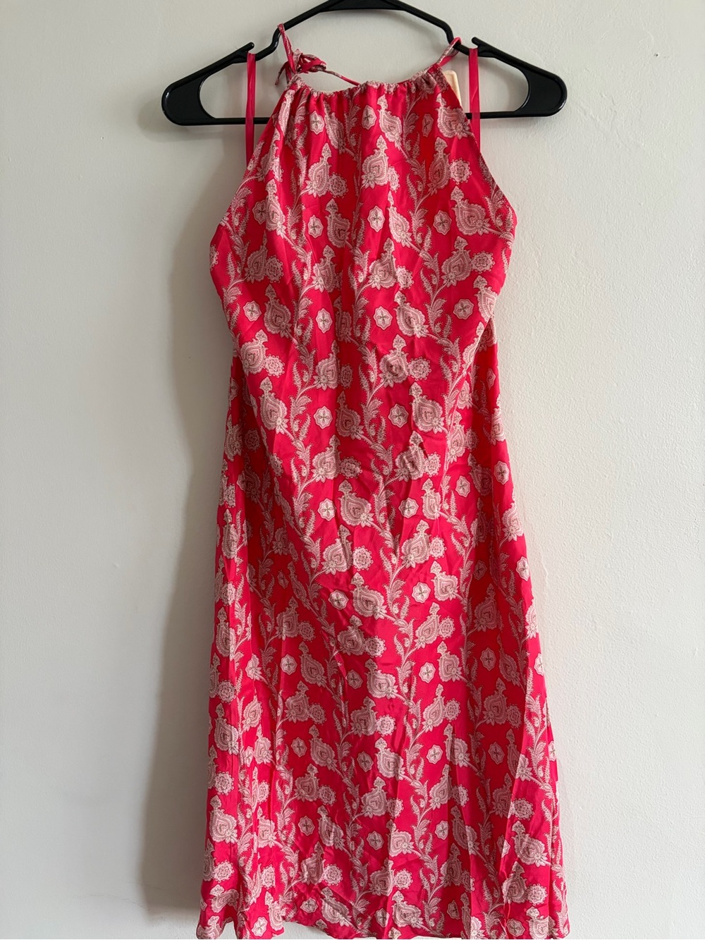 Vintage Silk Y2K GAP Pink Paisley Floral Halter Midi Dress